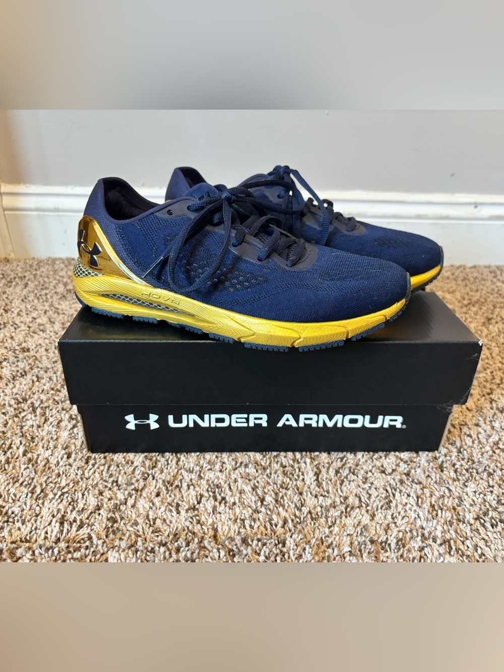 Under Armour Notre Dame Women’s  Navy and Gold Performance Sneakers